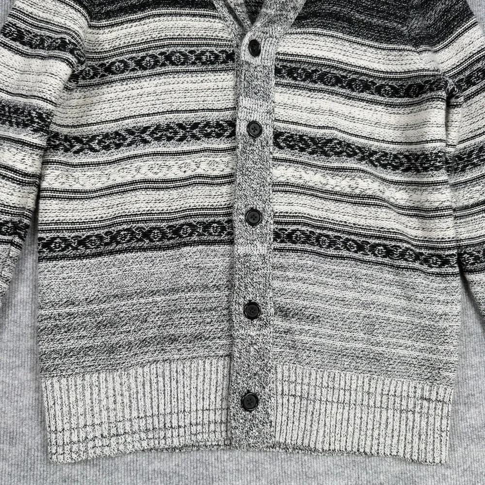 Banana Republic Size-L Mens Cardigan Collar Sweater Gray Merino Wool Tribal